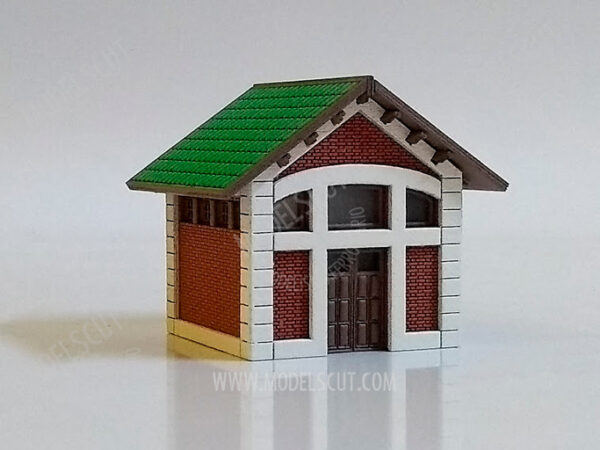EN224-Edificio-retrete-decoración-rojo-blanco-cubierta-verde